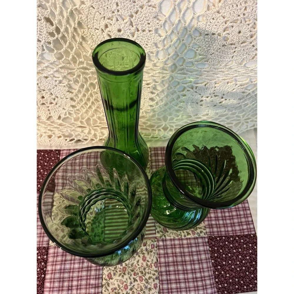 Emerald Green Glass Vase Set 3 Pieces Wedding Vases